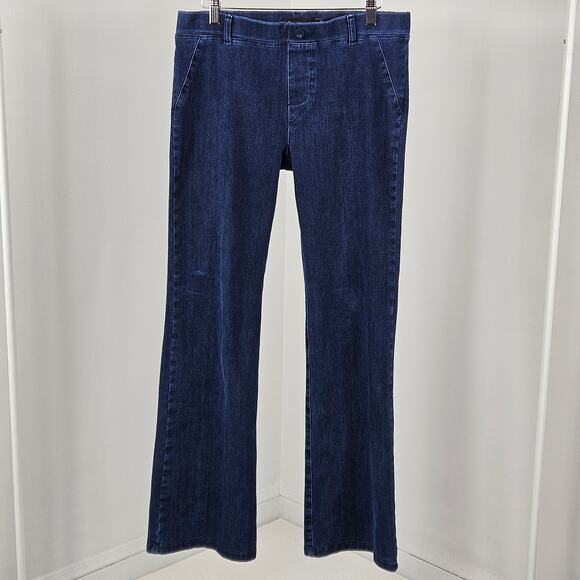 Betabrand Faux Denim Stretch Bootcut Pull On Pants | Women's Medium | FLAWS - Picture 3 of 16
